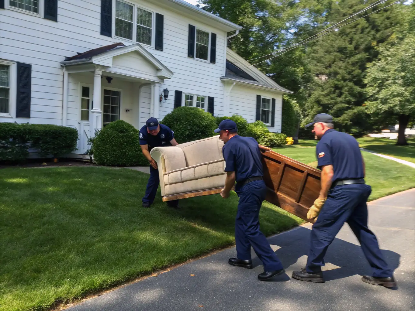 An image of a delivery team carefully placing a large piece of furniture inside a customer's home, showcasing the last-mile delivery aspect of furniture logistics.